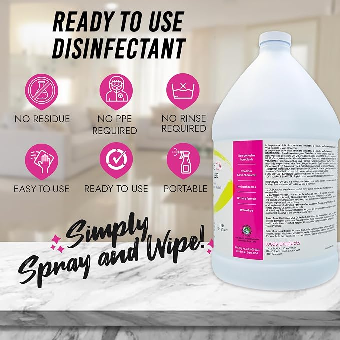 Lucas-Cide Ready To Use All Purpose Cleaner, Home Essentials Cleaning Supplies for Everyday Hygiene, Fresh Citrus Scented - 1 Gallon