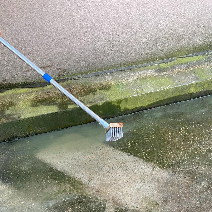 Concrete Scrubber Patio Scrubber Moss Algae Plant Stain Remover | Deck Scrub Brush Long Handle Outside Moss Remover Outdoor Scrubbing Tool Garage Cleaner for Patio Deck Garden Shower Wall