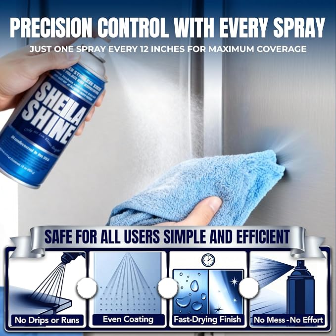 12 x 10oz Stainless Steel Cleaner and Polish - Cleans, Polishes & Protects Kitchen Appliances, Refrigerators, Sinks, Ovens & Grills - Residue & Streak Free Shine - Stainless Steel Cleaner for Sink