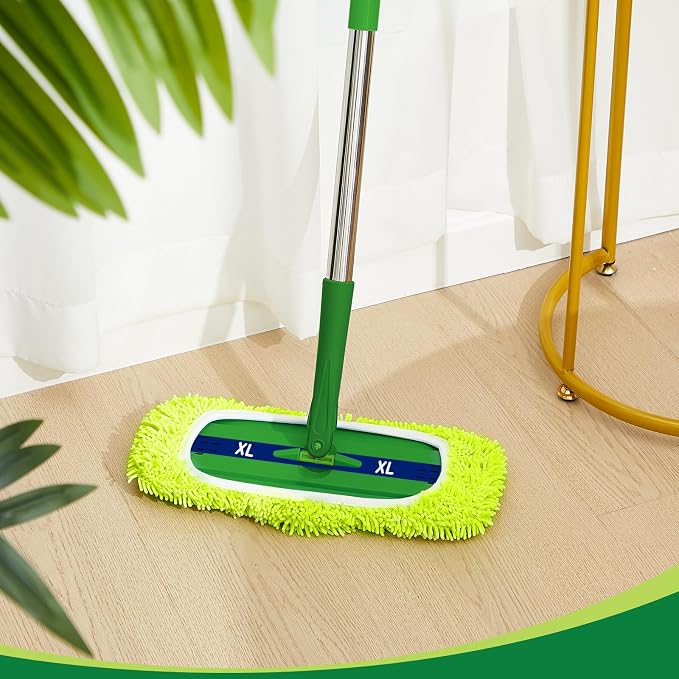 Toulite 10 Reusable Mop Refill Pads Replacement Compatible with Most XL Sweeper 17" x 5" Microfiber Mops Head Floor Cleaning Supplies (Handle is Not Included) (Green)