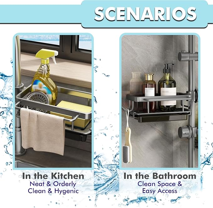Kitchen Sink Faucet Organizer – Compact Design for Round Faucets (10.6 × 5.7 cm) – Black (Left)