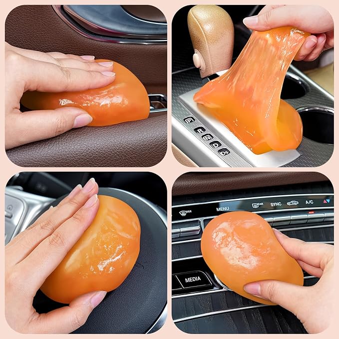 TeSabMi Car Cleaning Gel Car Cleaning Putty Car Putty Car Interior Cleaner Car Slime Car Detailing Kit Car Accessories Gifts for Men Women Stocking Stuffers Orange