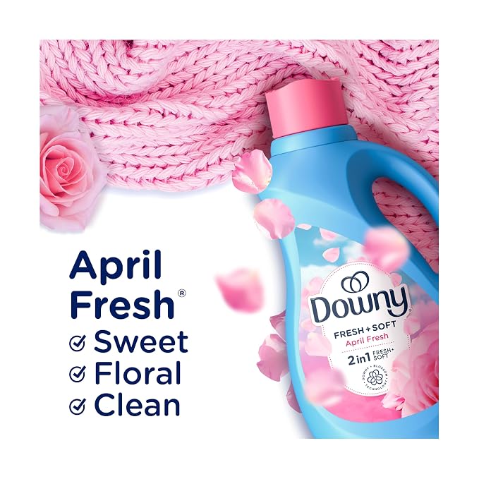 Downy 2 in 1 Liquid Fabric Softener, April Fresh, 44 fl oz, 60 Loads, Fabric Conditioner Liquid Provides Softness and Freshness for Fabrics