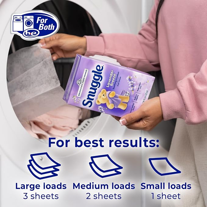Snuggle Fabric Softener Dryer Sheets, Lavender Breeze Soothing Comfort, 230 Ct,Long-Lasting Clean Scent, Softens Fabric,Reduces Static, Fights Wrinkles, Helps Repel Lint & Pet Hair,HE Safe,(Pack of 2)