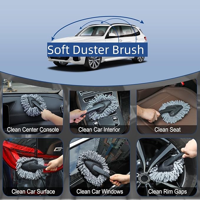 Fitosy Car Interior Duster Detail Brush Cleaning Gel Kit, Dust Remover | Slime Putty Cleaner Soft Detailing Brushes Car Accessories Essentials Supplies Tools for Men Women, Auto Truck SUV RV