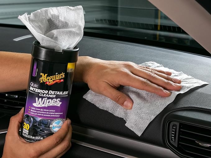 Meguiar's Quik Interior Detailer Wipes G13600, 6 Pack of 30 Count, 180 Total, Dashboard and Trim Cleaner for Leather, Vinyl, Rubber, Metal, LCD, Navigation Screens, Non-Greasy Touchups