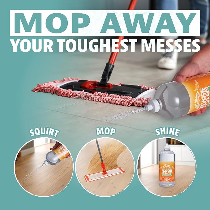 ANGRY ORANGE Hardwood Floor Cleaner - No-Rinse, Pet-Safe, Residue Free Multi-surface Cleaning Solution for Pet Urine, Grime & Everyday Dirt - Made in USA - Citrus Mint - 32 oz - Value 2 Pack