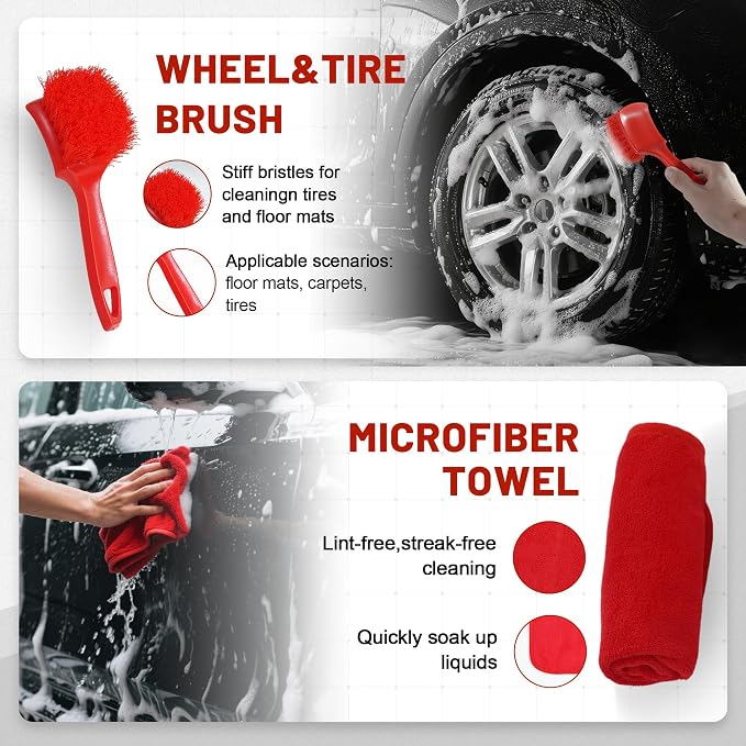 10Pcs Interior Detailing Brush Set | Car Vent & Dashboard Cleaner Kit, Microfiber Towel, Storage Bag