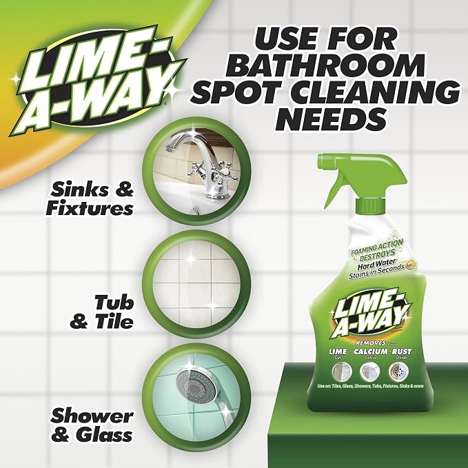 Lime-A-Way Hard Water Stain Remover Spray, Removes Lime, Calcium & Rust in Seconds, Bathroom Cleaner, 22 fl oz (2-count)