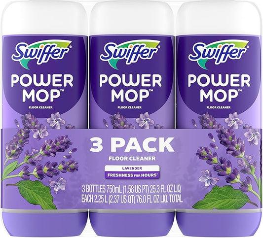 Swiffer PowerMop Floor Cleaning Solution with Lavender Scent, Triple Pack