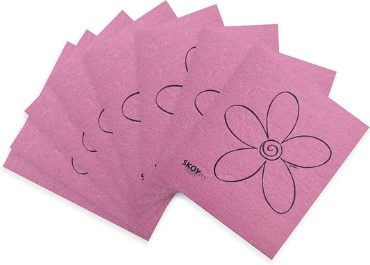 Skoy Cloth, 8-Pack Versatile Swedish Dishcloths for Kitchen and Household Use, Reusable Cleaning Cloths, Planet-Friendly, Dishwasher and Dryer-Safe, Pink