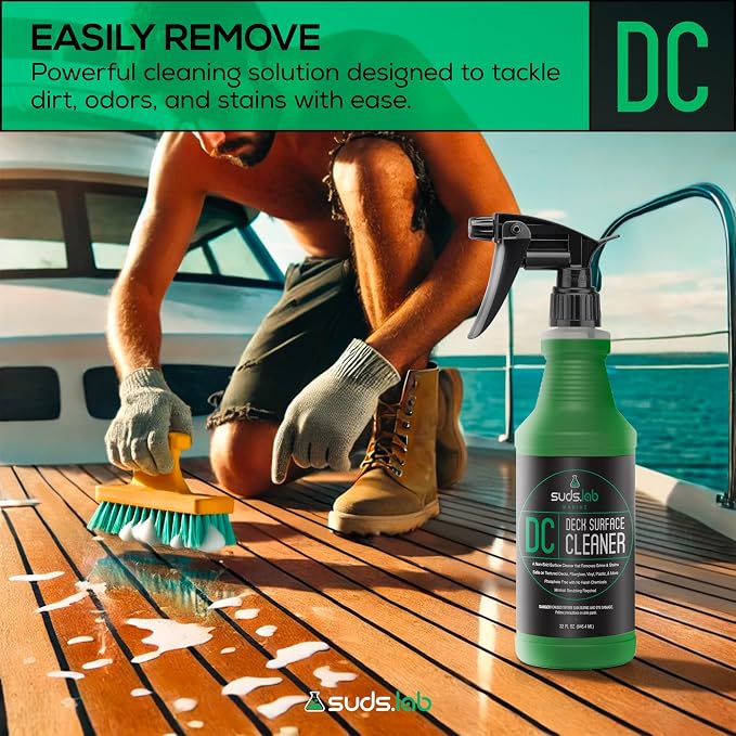 Suds Lab Marine DC Deck Surface Cleaner - Non-Skid for Boats, Effective on Fiberglass, Vinyl, Plastic, 32 oz.