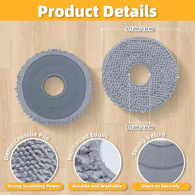 LOVECO 8 Pack Mop Pads Compatible with Roborock Qrevo Series Robot Vacuum | High Density Microfiber, Washable & Reusable, Super Absorbent, Strong Decontamination, Streak-Free, For Roborock Qrevo