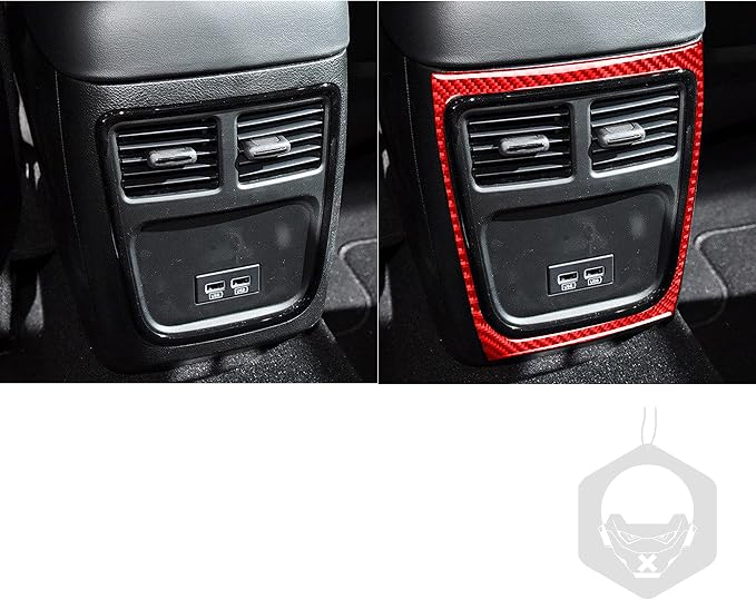 Rear Vent USB Port Fit for Dodge Charger/Chrysler 300 2011-2023 | Real Carbon Fiber | Accessories | Rear Vent USB Port Surround Trim Decals | Anti-scratch | Self-adhesive | Red