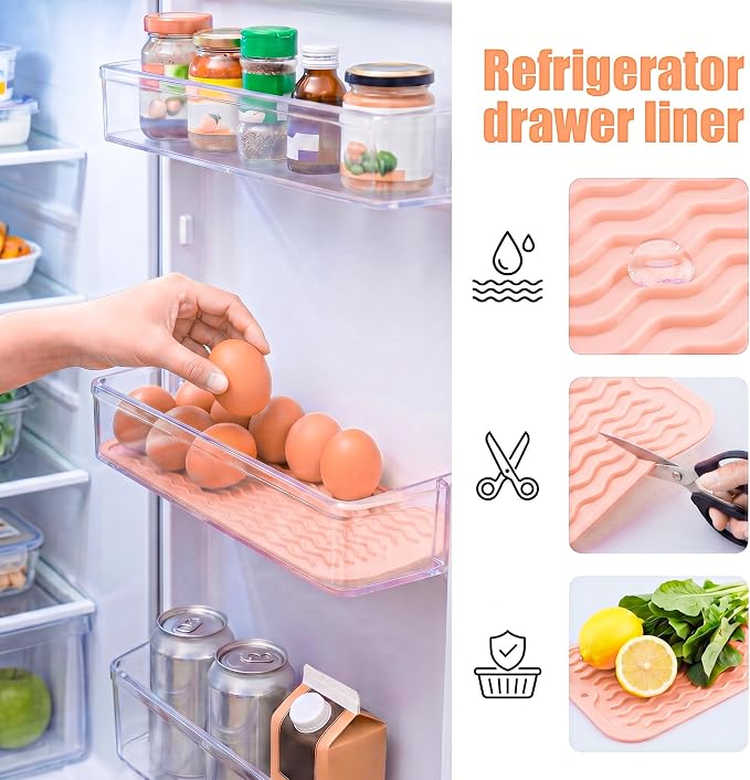 MicoYang Silicone Dish Drying Mat for Multiple Usage,Easy clean,Eco-friendly,Heat-resistant Silicone Mat for Kitchen Counter or Sink,Refrigerator or Drawer Liner Pink S 12 inches x 6 inches