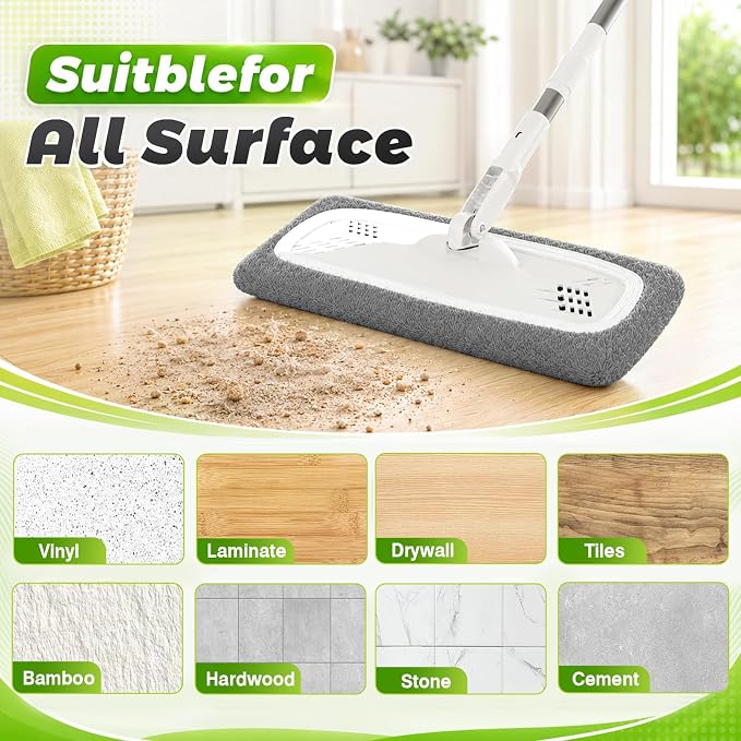 Reusable Mop Pads Compatible with Swiffer Sweeper Mop Cleaning Mop Pads Refill for Dry & Wet Sweeping for Multi-Surface/Hardwood Floor Cleaning (Grey)