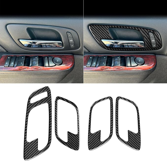 Fit for Cadillac Escalade ESV 2007-2014 / EXT Hybrid 2009-2013 | Real Carbon Fiber | Accessories | Trim Set Reading Light Panel B-Pillar Post Cover | Stickers | Anti-scratch | Self-adhesive