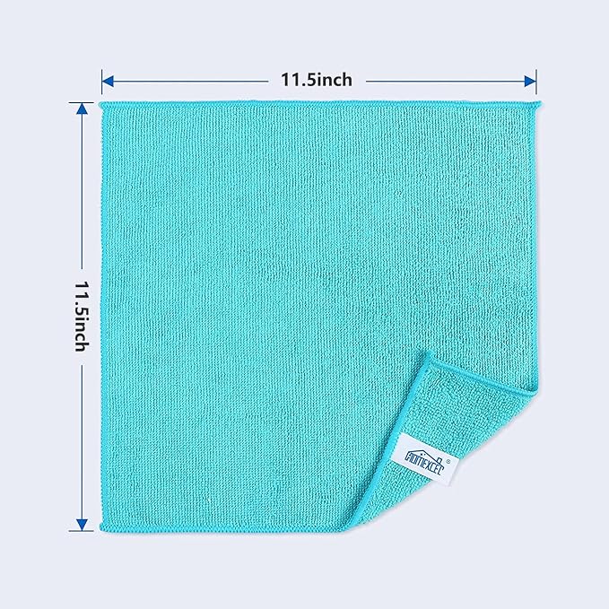 HOMEXCEL 8PK Microfiber Cleaning Cloth, Cleaning Rags for Home, 11.5x11.5in | Reusable, Lint Free, Scratch-Free and Highly Absorbent Towels for Kitchen, Window and Glass, Cars (Green/Blue/Yellow/Pink)