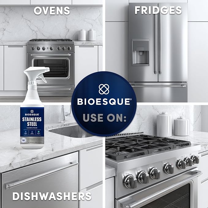 Bioesque Stainless Steel Cleaner & Polish, Heavy Duty, Non-Abrasive, 32 Fl Oz (Pack of 1)