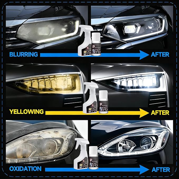 Headlight Restoration Kit, Headlight Cleaner: Erase Yellowing & Oxidation Restores Clarity with Long-Lasting UV Shield Headlight Cleaner and Restorer kit, Advanced Car Headlight Restoration Kit