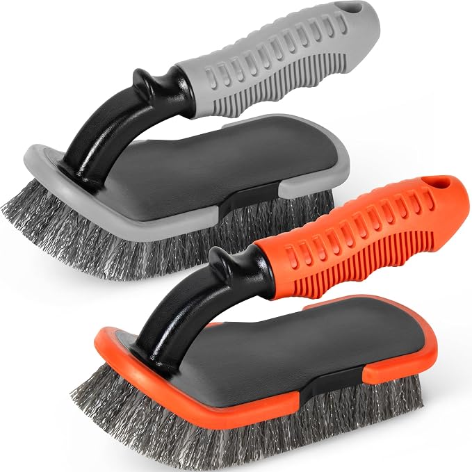 DecorRack 2 Heavy-Duty Cleaning Brushes, Ergonomic Handle, Assorted