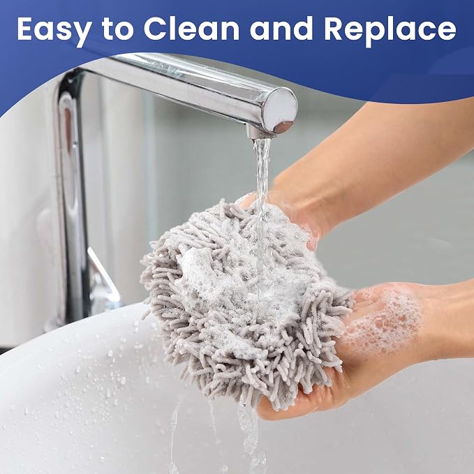 Windshield Cleaner Tool with 180° Rotating Head, Car Window Cleaner Tool with Extendable Handle and 4 Reusable Microfiber Pads, Car Windshield Cleaning Brush for Effortless and Efficient Cleaning