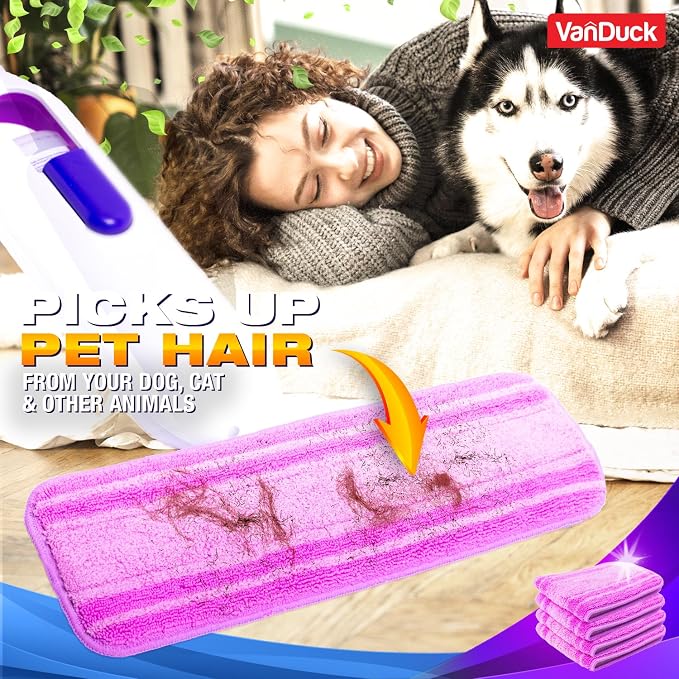 VanDuck Reusable Microfiber Mop Pads for Swiffer PowerMop, 6 Pack | Washable, heavy duty replacement refills, wet & dry use, multi-surface hardwood floor cleaning