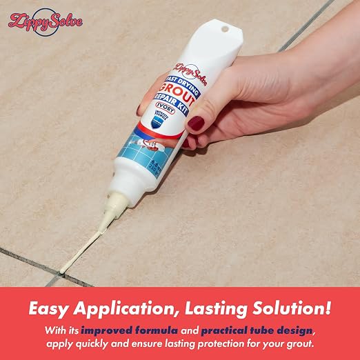 Tile Grout, Repair Kit, Restore & Renew Tile Joints Line, Fast Drying Tile Grout Paint Squeeze Tube for Bathroom Shower Kitchen Floor, Waterproof (8.8 oz, Ivory)