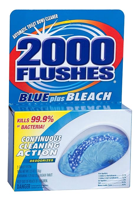 2000 FLUSHES 208082 Blue Plus Bleach Automatic Toilet Bowl Cleaner Twin-Pack, 3.5 OZ, [PACK OF 6]