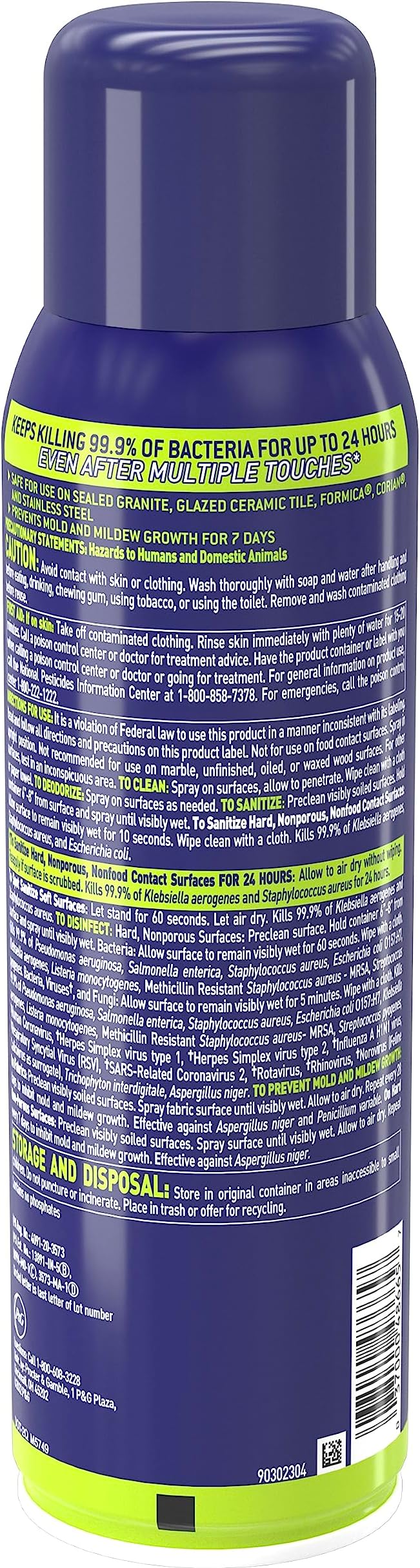 Microban 24 Hour Disinfectant Sanitizing Spray, Fresh Scent, 15oz