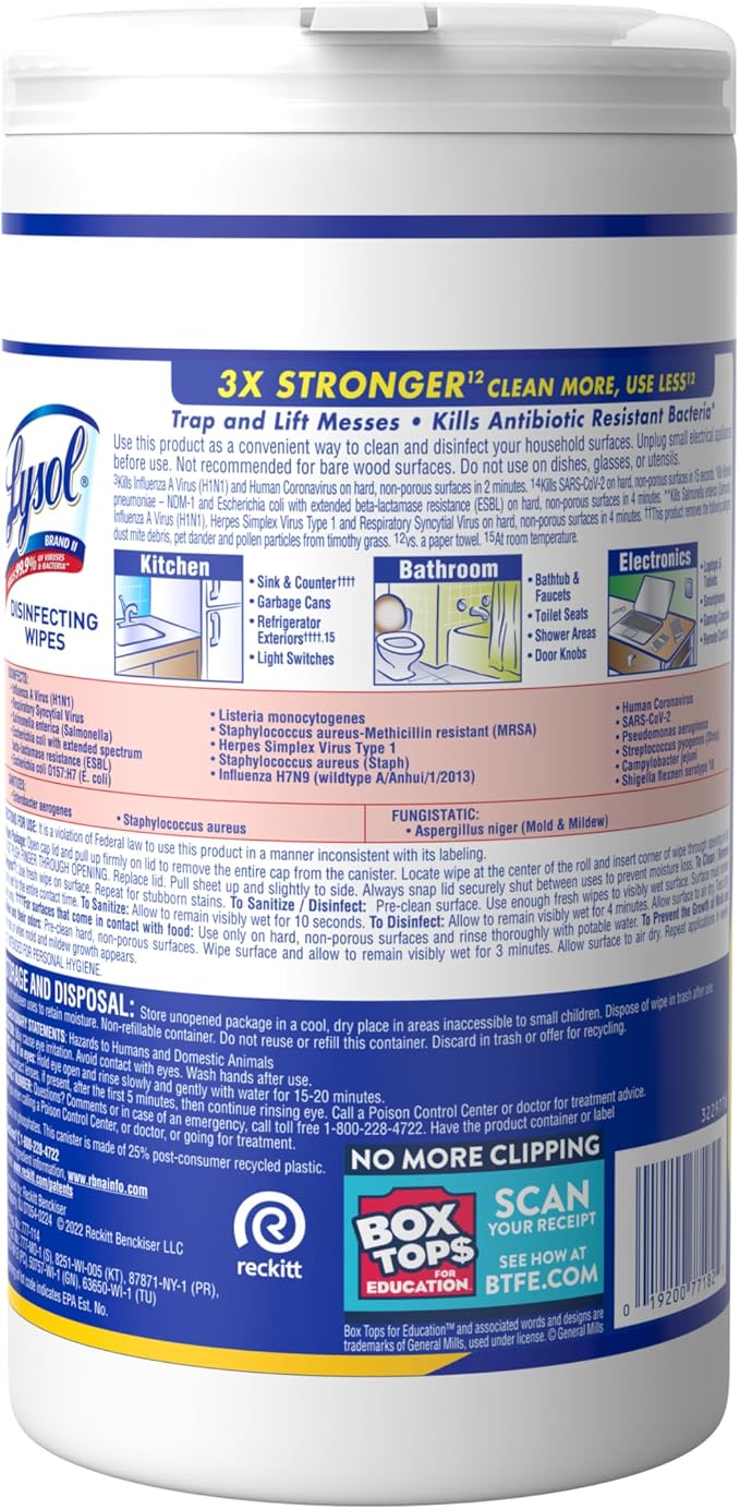 LYSOL Disinfecting Wipes, Multi-Surface Cleaner, Lemon, 80 ct. (3 Pack)