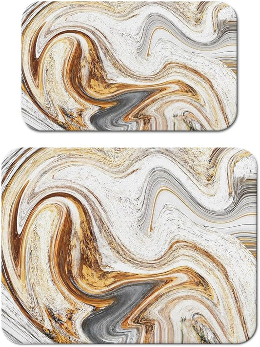 Dish Drying Mat 2-Pack in Marble Swirl for Kitchen Counter Dishes Mat | Diatom Mud Mats (18x24, 19.5x12"). Non-slip rubber back for kitchen counter, coffee bar & sink scenes