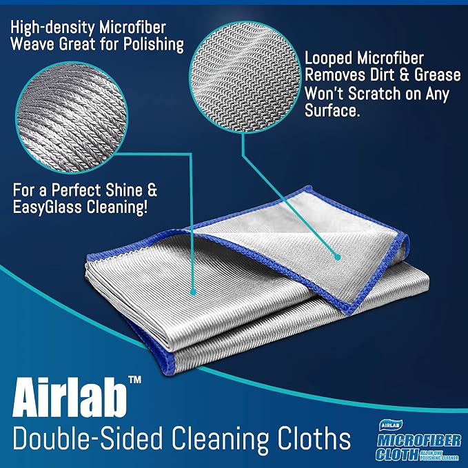 Glass Polishing Streak Free Miracle Cleaning Cloth, Sliver-Orange Blue | Lint Free Microfiber Cleaning Rags for Glasses Kitchen Dish Mirrors Easy Clean, 16 x 12 Inches, Pack of 8