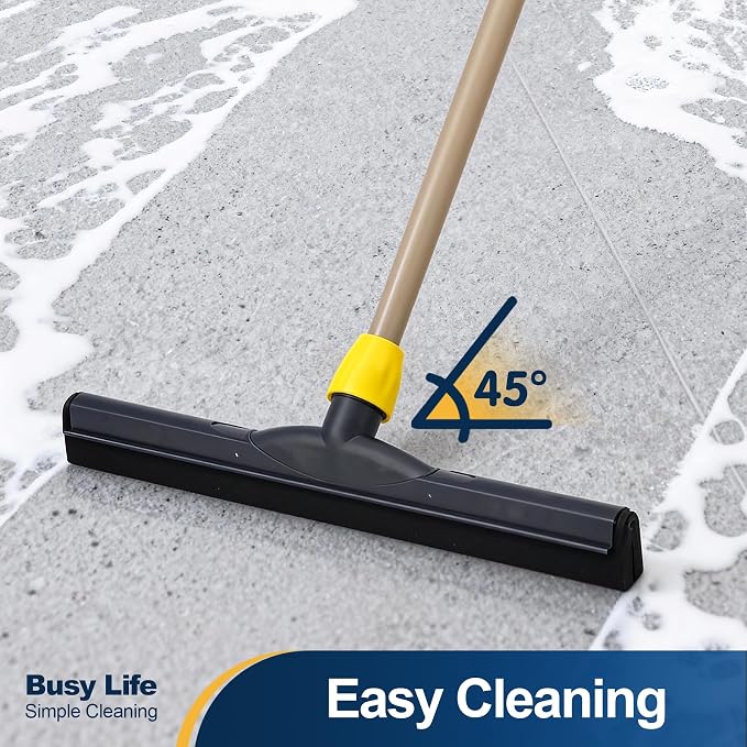 Yocada Floor Squeegee Scrubber Adjustable Telescopic Pole Heavy Duty 54.3" | Household Broom EVA Foam Blade for Garage Courtyard Shower Bathroom Floor Marble Glass Tile Water Foam Cleaning