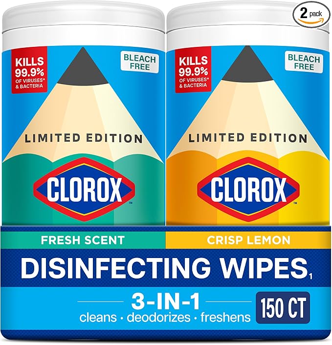 Clorox Disinfecting Wipes Back to School Variety Pack, 75 Count Each, Pack of 2 (Package May Vary)