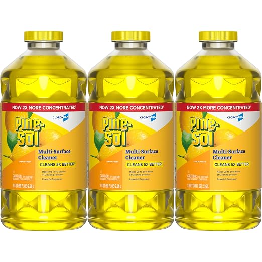CloroxPro Pine-Sol Multi-Surface Cleaner, Clorox All Purpose Cleaner, Tackles Allergens, Odor, Dirt, Grime and Grease, Lemon Fresh, 80 fl. oz., Pack of 3