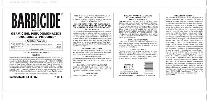 BARBICIDE Disinfectant Concentrate – Pint (16 Fl Oz) | EPA-Registered, Hospital-Grade Germicide for Salons & Barbershops | Anti-Rust Solution for Shears, Combs & Professional Tools