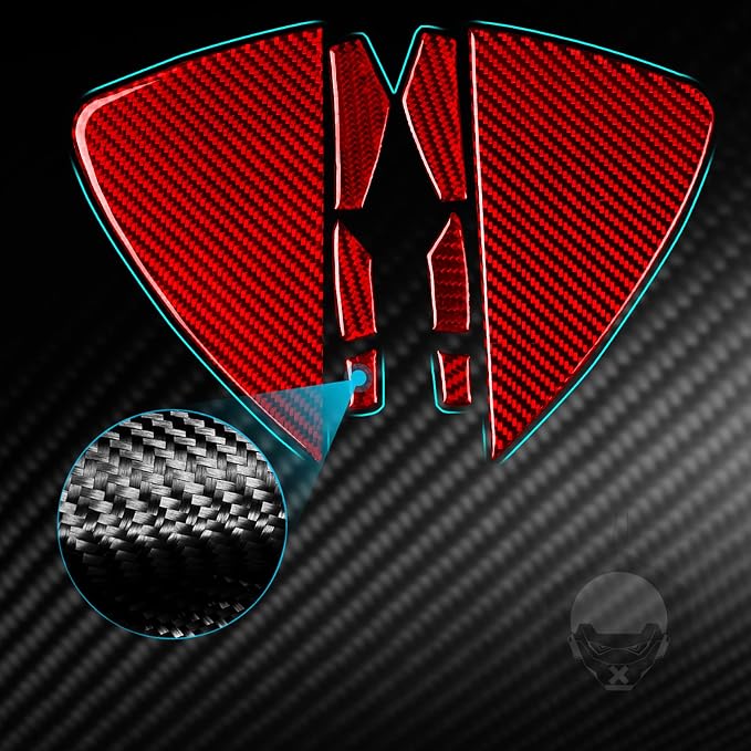 Red Real Carbon Fiber Trim for Tesla Accessories | for Model 3 2017-2022 / Model Y 2020-2024 Door Sides Front Slot Sticker Interior Thick Overlay Decal