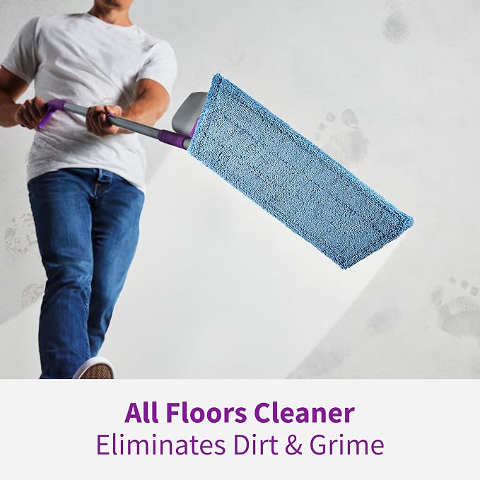 Rejuvenate Click N Clean Multi-Surface Spray Mop, All-in-One Kit, 1 Count | Includes Mop, 2 Microfiber Pads, 2 Adapters, Scrub Pad & 32 Oz Cleaner, Use on Sealed Hardwood, Laminate, Vinyl & Tile Floors
