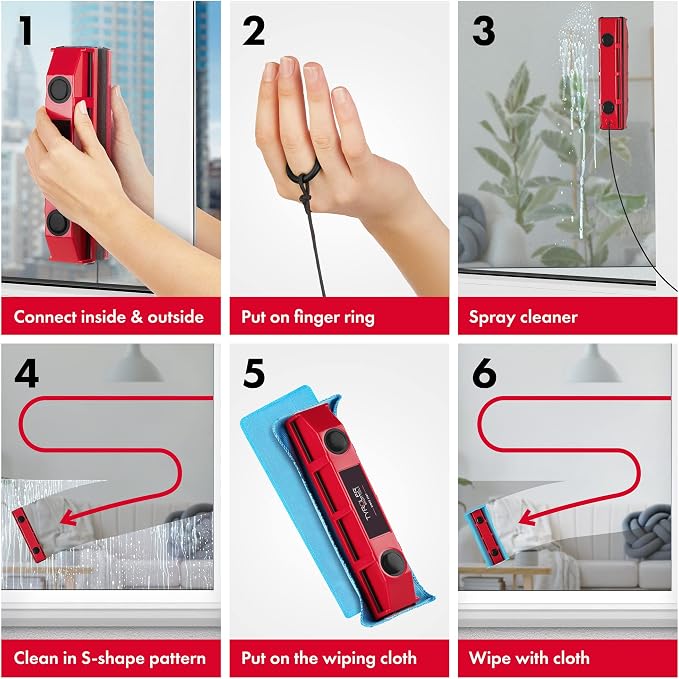 Tyroler Outside Magnetic Window Cleaner Tool, Fits Only 0.1"- 0.3" Windows | | The Glider S1 Double Sided Window Cleaner Tool Fits Windows 0.1"-0.3" | Magnet Window Cleaner Tool, Magnetic Glass Cleaners
