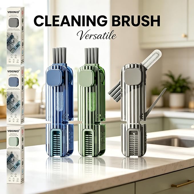 3Pcs 4 in 1 Cup Lid Gap Cleaning Brush Set,Multifunctional Crevice Cleaning Brush for Bottle,Multipurpose Bottle Cleaner with Compact Design Tiny Silicone Cup Holder Cleaner Tool,Kitchen Gadgets