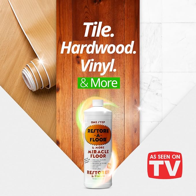 All Floor Types Restorer & Finish | High Gloss & Wax Wood Floor Polish for Hardwood, Laminate, Vinyl, Tile, Marble | Fills Scratches, Protects & Shines | 32 fl oz