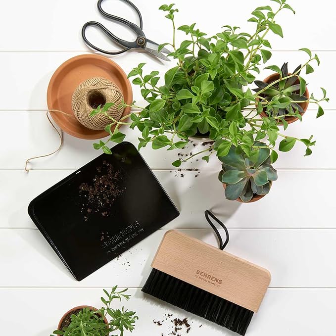 Behrens Black Galvanized Dustpan & Brush Set