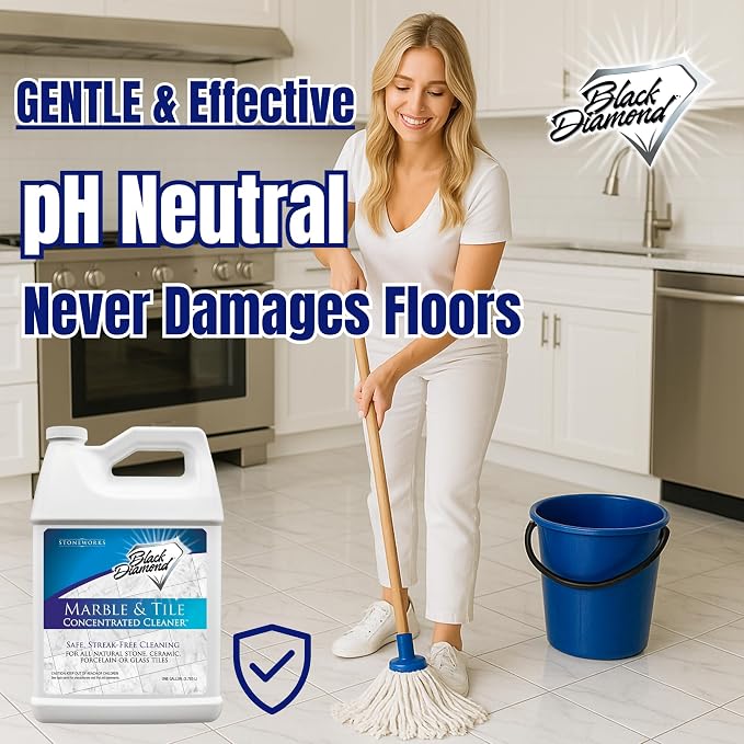 Black Diamond Stoneworks MARBLE & TILE FLOOR CLEANER. Great for Ceramic, Porcelain, Granite, Natural Stone, Vinyl and Brick. No-rinse Concentrate.(1-Gallon)