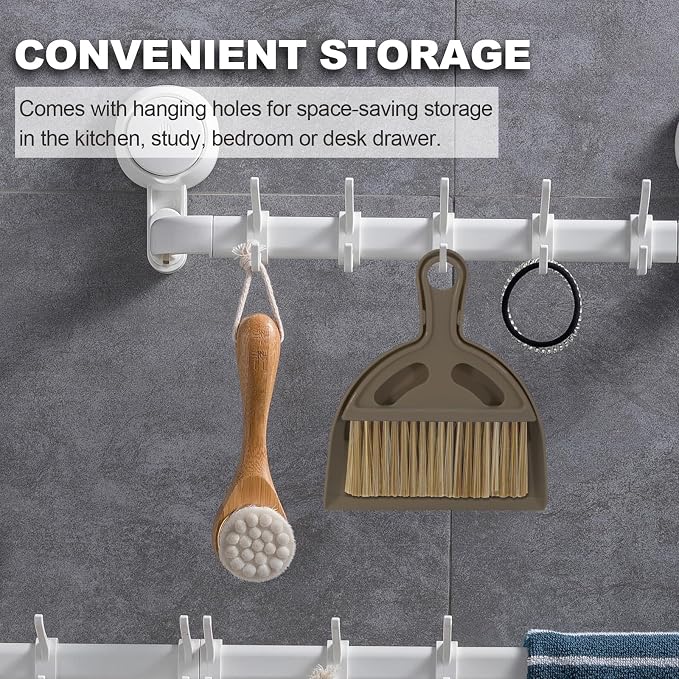 Mini Broom and Dustpan Set Hand Broom with Dustpan Portable Housekeeping Cleaning Tools for Desk,Counter,Sofa,Kitchen,Office,Nest (Coffee)