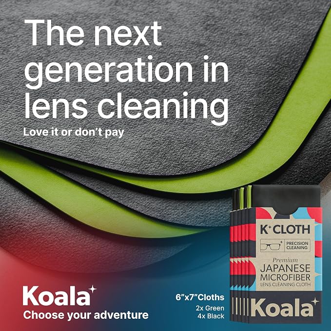 Koala Lens Cleaning Cloth | Japanese Microfiber | Black & Green (Pack of 6)
