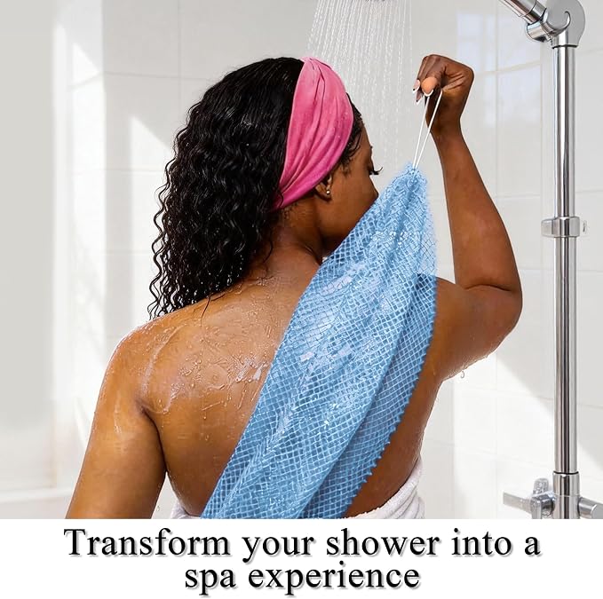 SubSahara Authentic African Net Sponge - 5 Pack Exfoliating Bath & Shower Loofah Sponge for Body & Face, Gentle Scrubber for All Skin Types, Travel, Durable