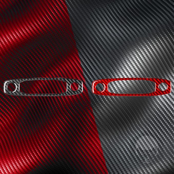 Red Real Carbon Fiber Trim for Tesla Accessories | for Model 3 2017-2022 / Model Y 2020-2024 Front Roof Warning Light Button Frame Sticker Interior Thick Overlay Decal