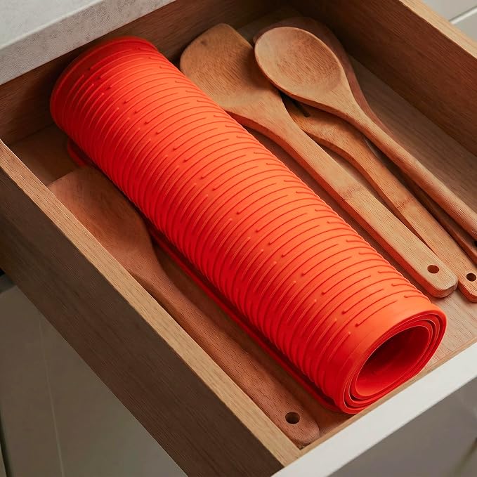 MicoYang Silicone Dish Drying Mat for Multiple Usage,Easy clean,Eco-friendly,Heat-resistant Silicone Mat for Kitchen Counter or Sink,Refrigerator or Drawer Liner Orange 5XL 36inches x 18inches