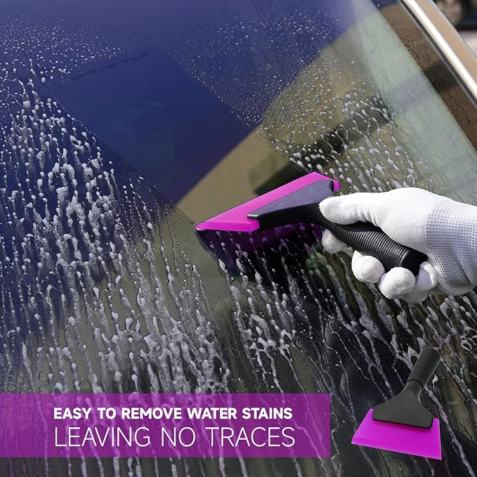 FOSHIO Small Squeegee with 5 Inch Pink Rubber Blade Mini Wiper Window Tinting Tools for Mirror Glass Window Cleaner with Non-Slip Handle